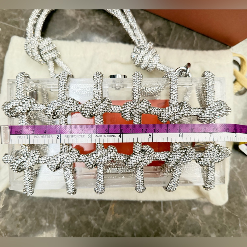 cult gaia Silver Crystal Knotted Acrylic Mini Shoulder Bag - Picture 13 of 14